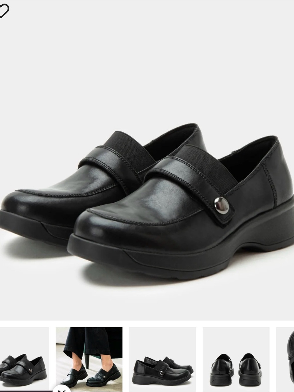 Alegria Janna Ink Black Leather Slip-On Loafers
